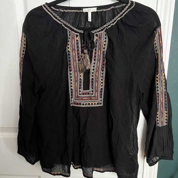Joie Tops - EUC Joie Cotton Embroidered Tie Front Tunic SZ S